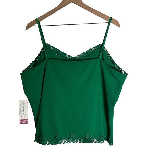NWT St. John’s Bay Green Lace Trim Tank Top Women’s Size 2X Shelf Bra Y2K Casual - Picture 6 of 13